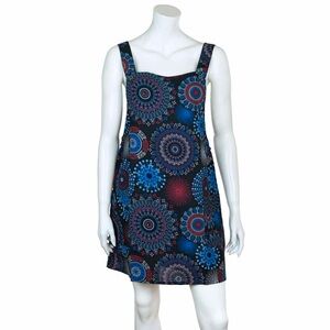 Hippie  Rose Mandala black overalls dress Size S/M